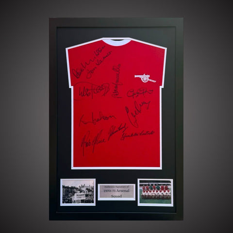 Arsenal 1970/71 Framed Shirt Signed By 10 Double winners With COA £3490