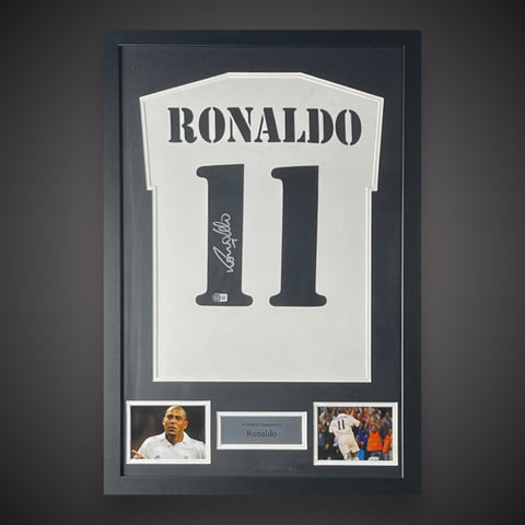 Ronaldo Nazario Signed Framed Real Madrid Shirt New For 2023. COA Beckett £4990