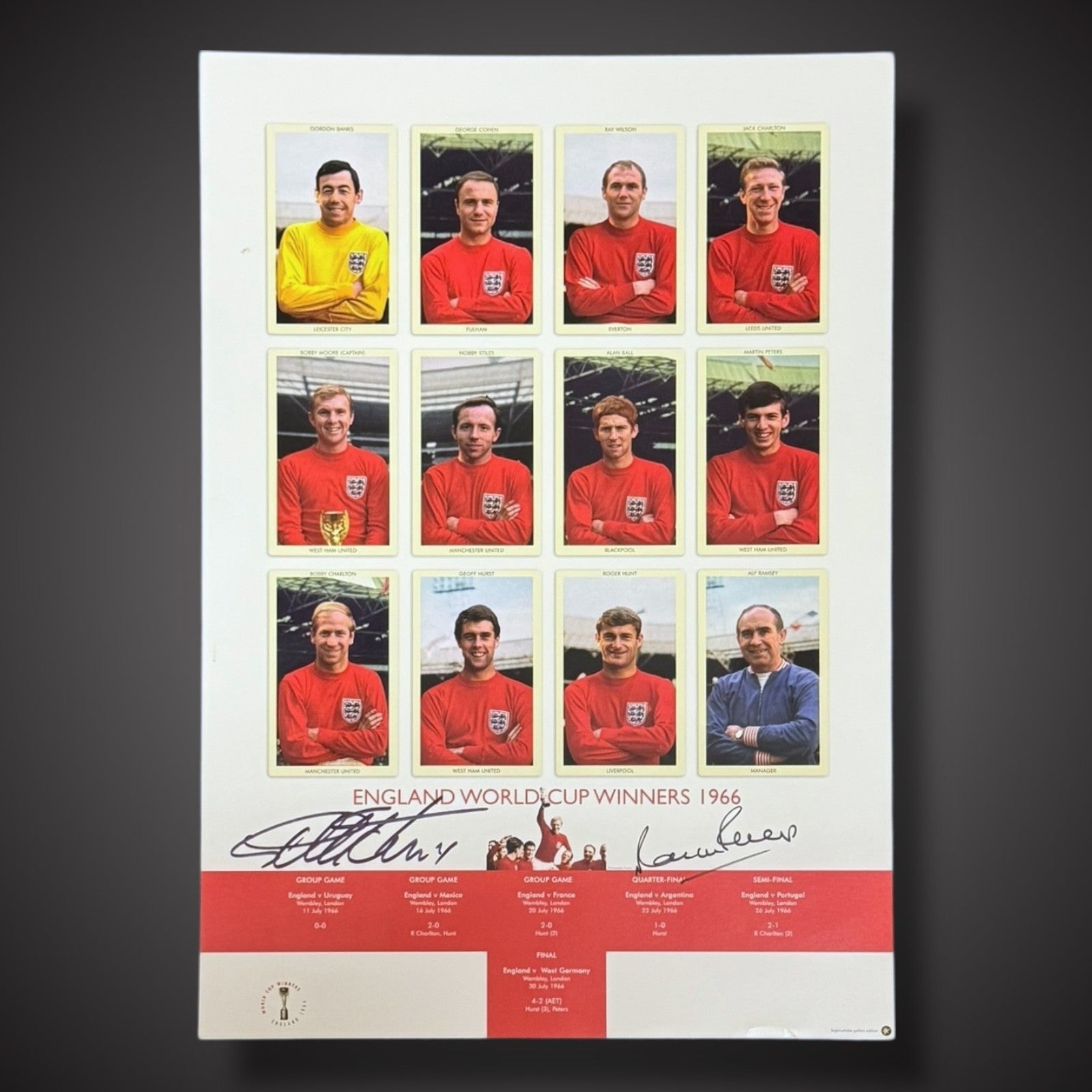 Geoff Hurst And Martin Peters Signed England 1966 World Cup Poster £29.99 16X230