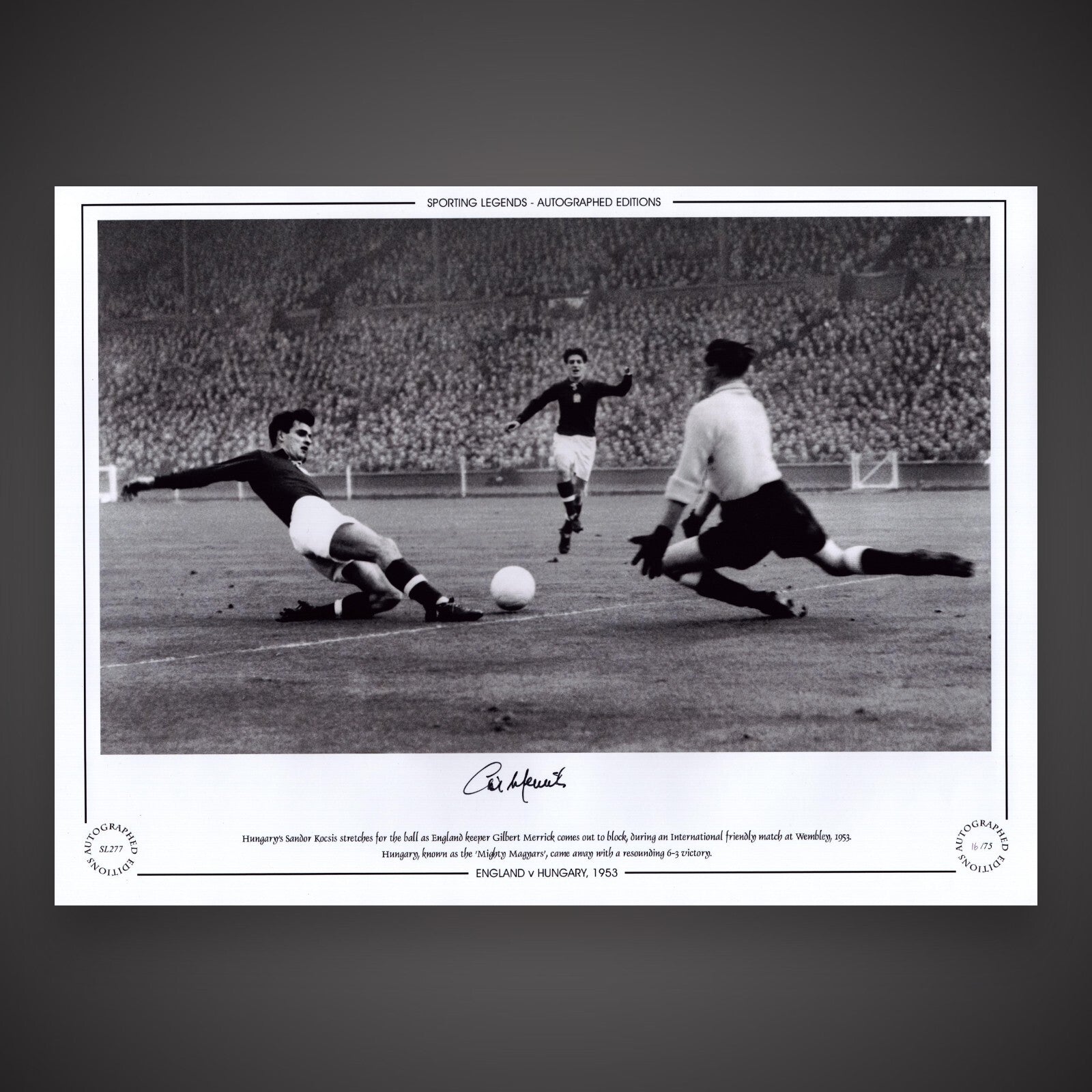 Framed England V Hungary 1953 Signed Photo By Gilbert Merrick £44.99 16X201