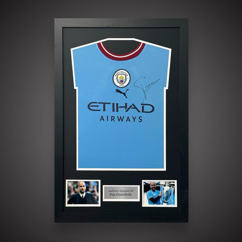 Pep Guardiola Hand Signed Manchester City Framed Football Shirt With COA £3490