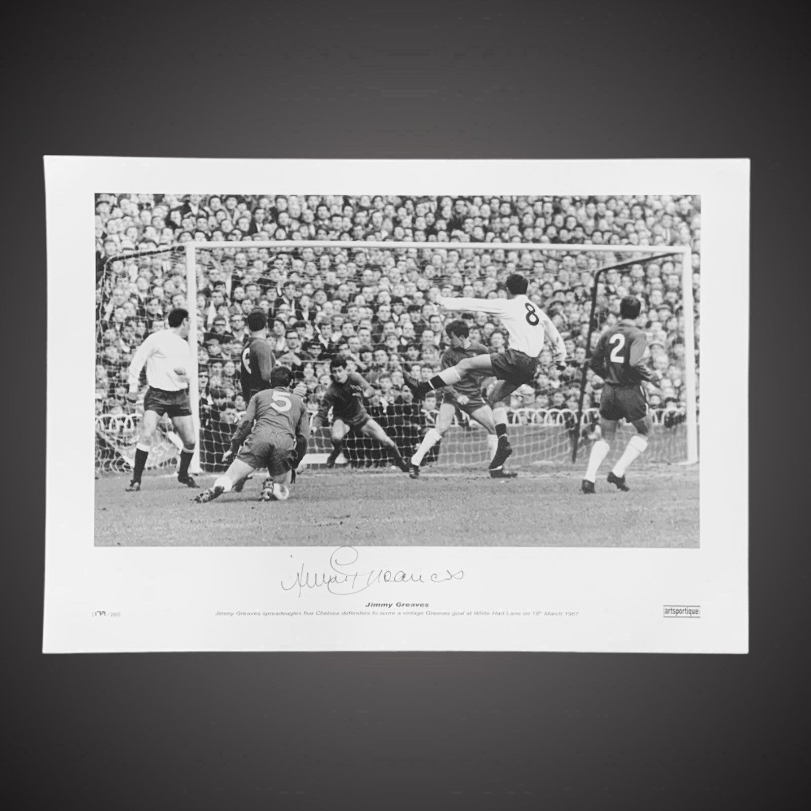 Jimmy Greaves Scoring For Spurs Against Chelsea Signed Photograph £250