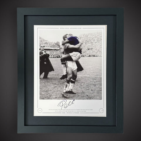 Framed Pele Hand Signed 1958 World Cup Winners Brazil Photo (Faded sig) £2500