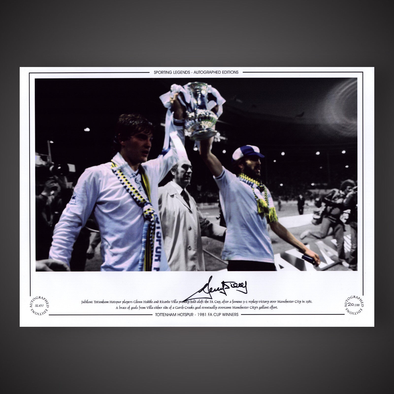 RICKY VILLA CELEBRATING FA CUP WIN AFTER HIS GREAT GOAL WITH COA £250