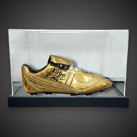 Sir Geoff Hurst Hand Signed Football Boot- 1966 Gold In A Acrylic Case £1250