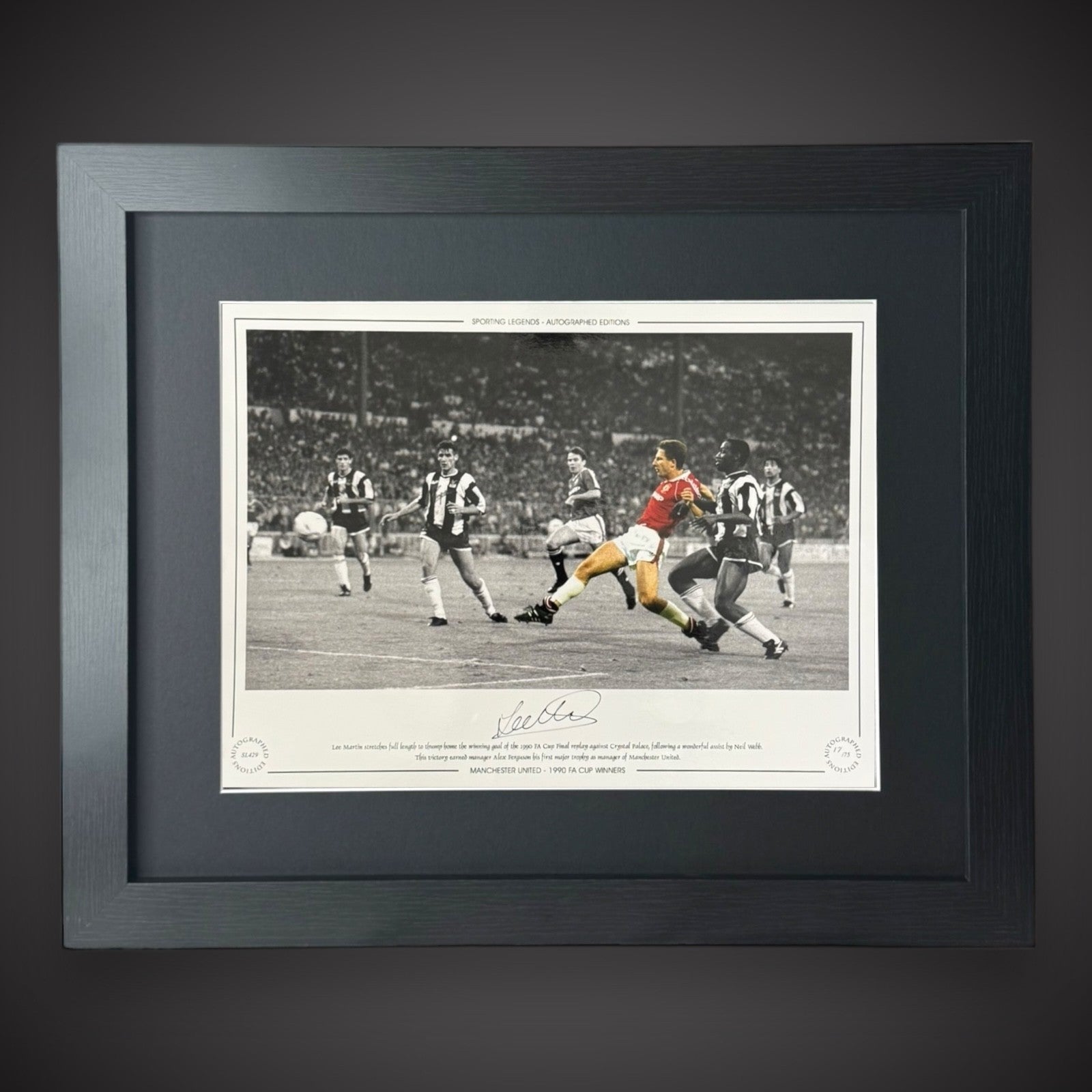 FRAMED Lee Martin Signed Manchester United Photo: 1990 FA Cup Winners £450