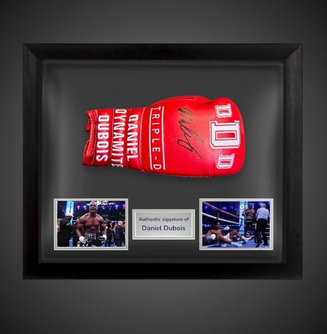Framed Daniel Dubois Signed Boxing Glove DDD- With COA £275- Red0