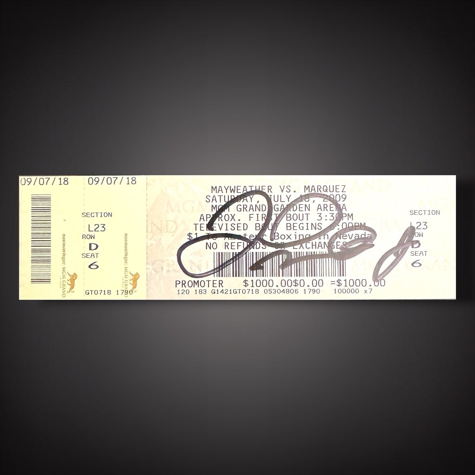 Floyd Money Mayweather Vs Marquez Fight Ticket Hand Signed £5490