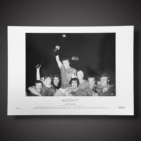 Jack Charlton Leeds United A2 Signed Superb With COA £250