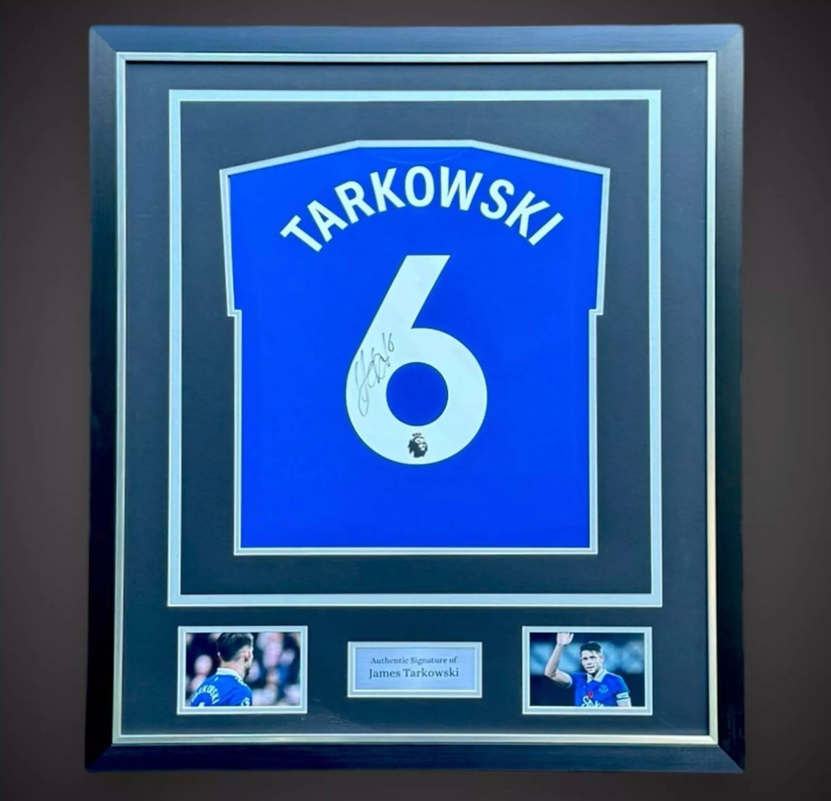 James Tarkowski Hand Signed Everton Deluxe Framed Football Shirt