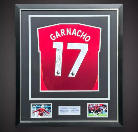 Alejandro Garnacho Signed Manchester United Deluxe Framed Shirt