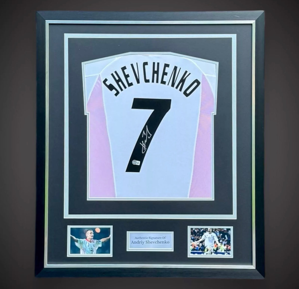 Andriy Shevchenko Hand Signed Deluxe Framed AC Milan Football Shirt