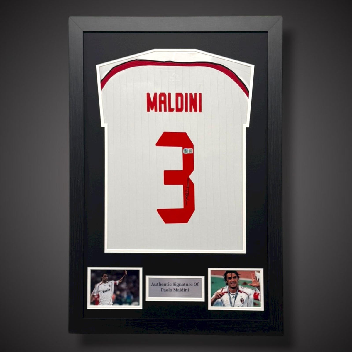Paolo Maldini Back Signed AC Milan Shirt Framed With COA
