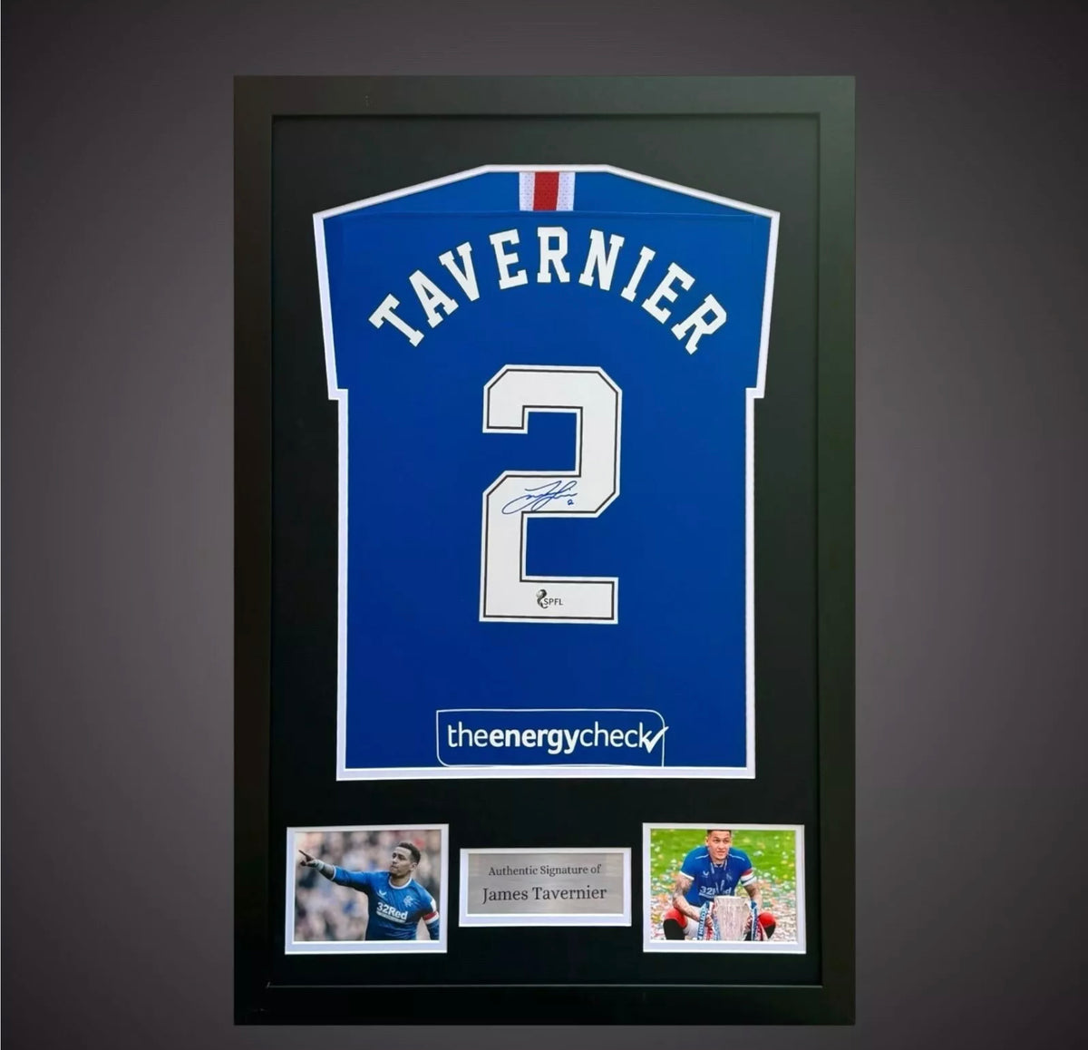 Framed James Tavernier Hand Signed Rangers Football Shirt