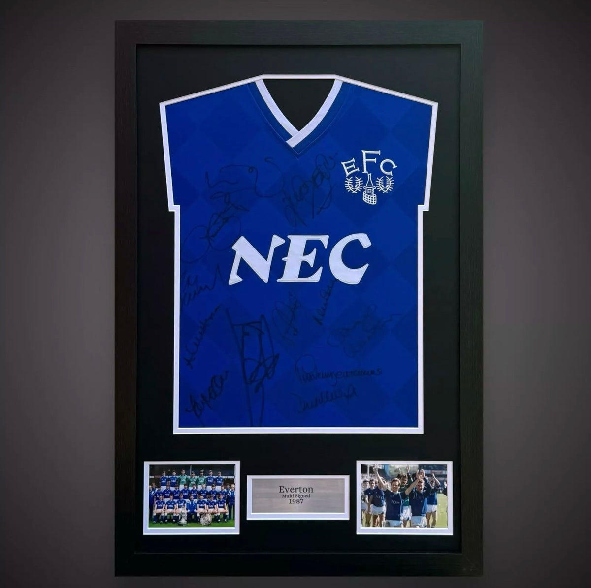 Framed Everton 1987 Champions Shirt Hand Signed By 12 Players