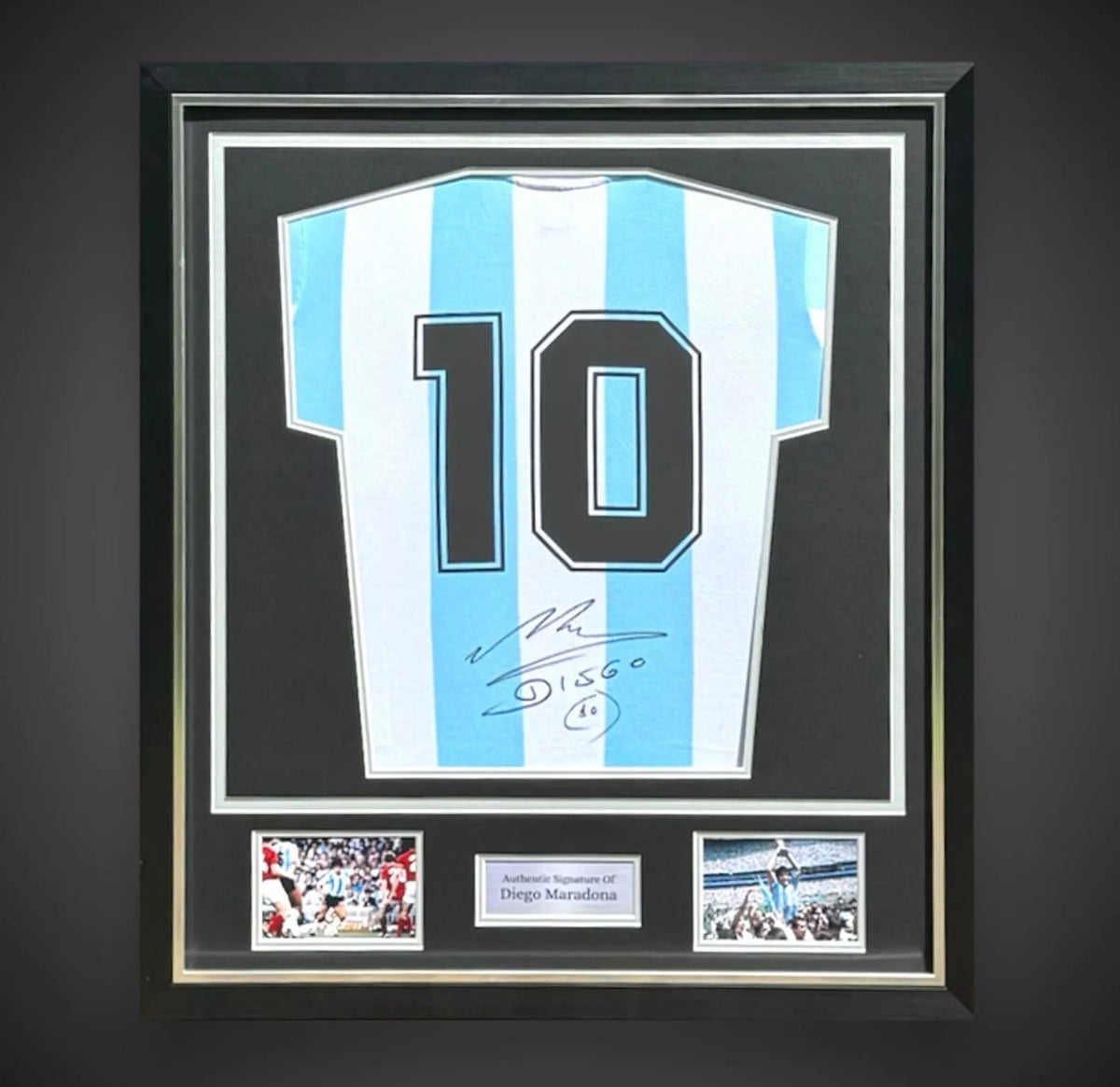 Fantastic Diego Maradona Hand Signed Deluxe Framed Argentina Shirt