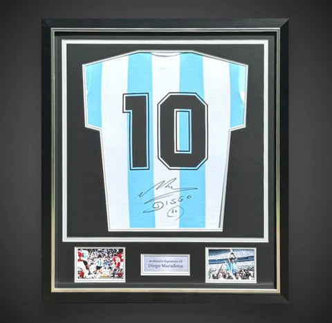 Fantastic Diego Maradona Hand Signed Deluxe Framed Argentina Shirt