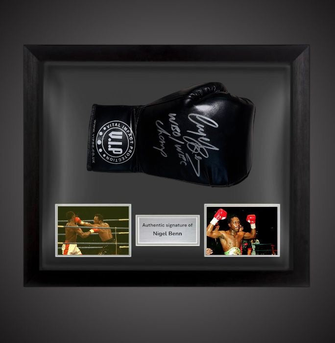 Dome Framed Nigel Benn ‘Dark Destroyer’ Hand Signed VIP Boxing Glove
