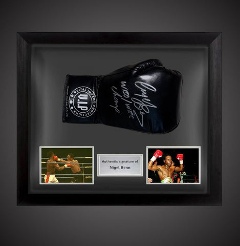 Dome Framed Nigel Benn ‘Dark Destroyer’ Hand Signed VIP Boxing Glove