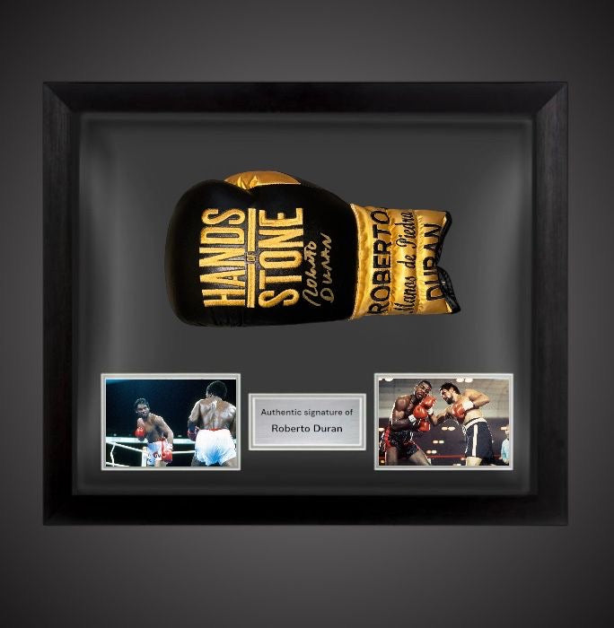 Dome Framed Hands Of Stone - Roberto Duran Signed Everlast Boxing Glove
