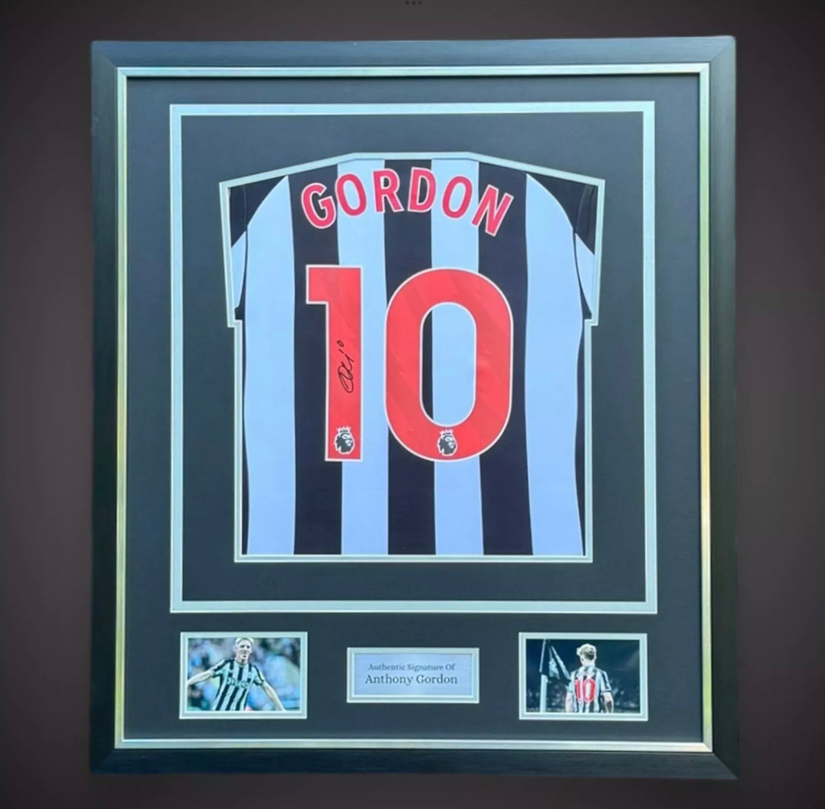 Anthony Gordon Hand Signed Deluxe Framed Newcastle Football Shirt