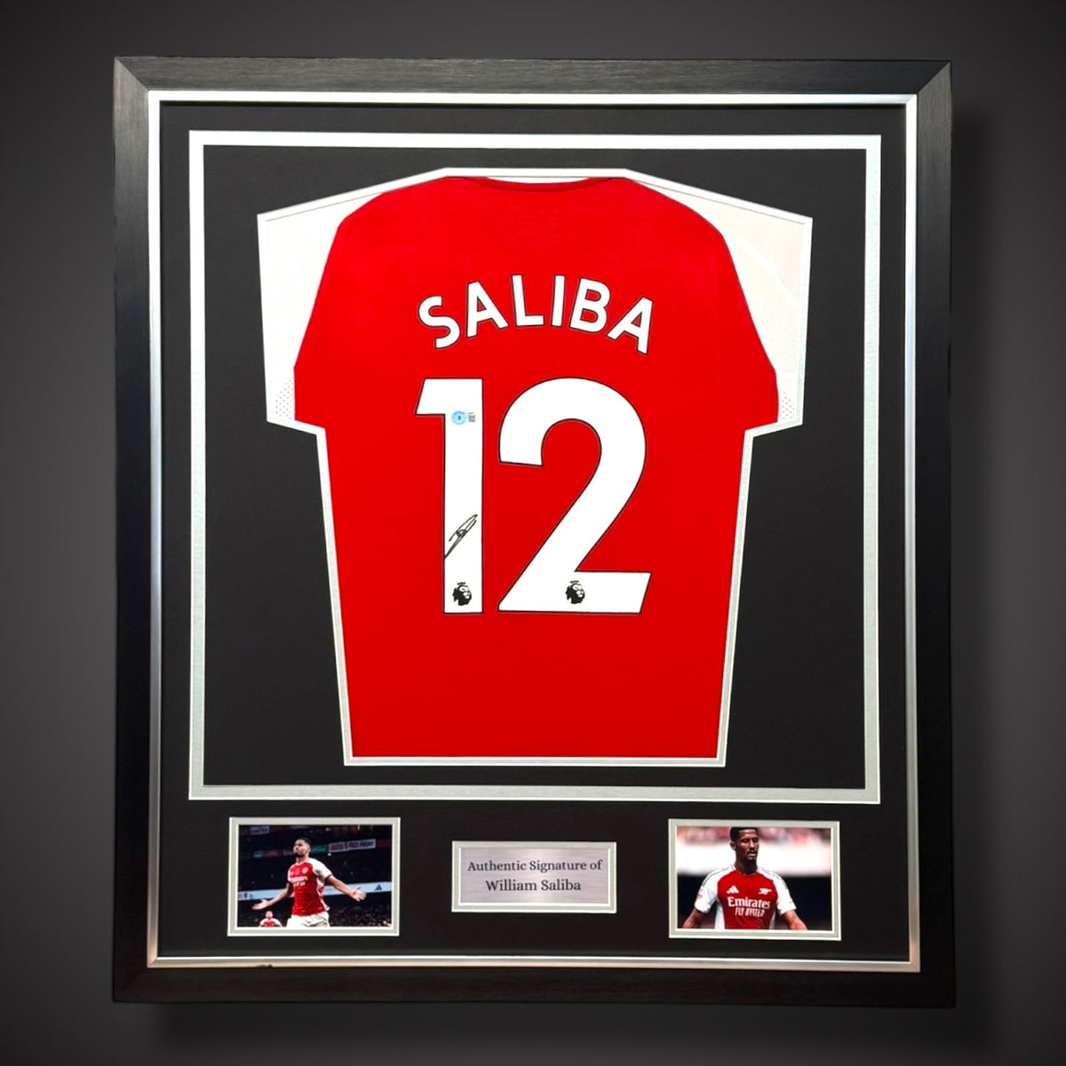 Deluxe Framed William Saliba Hand Signed Arsenal Football Shirt With COA