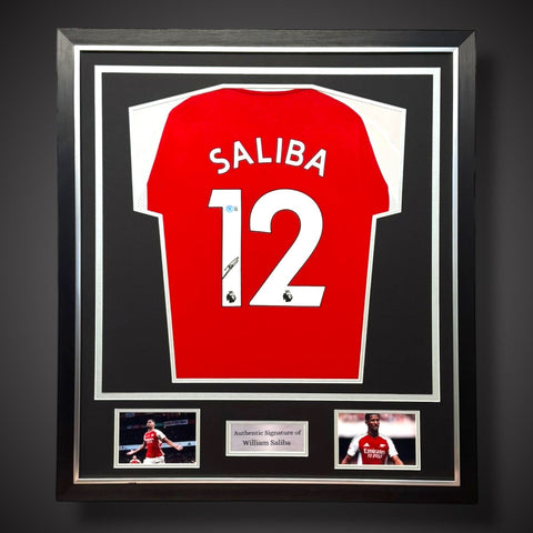Deluxe Framed William Saliba Hand Signed Arsenal Football Shirt With COA