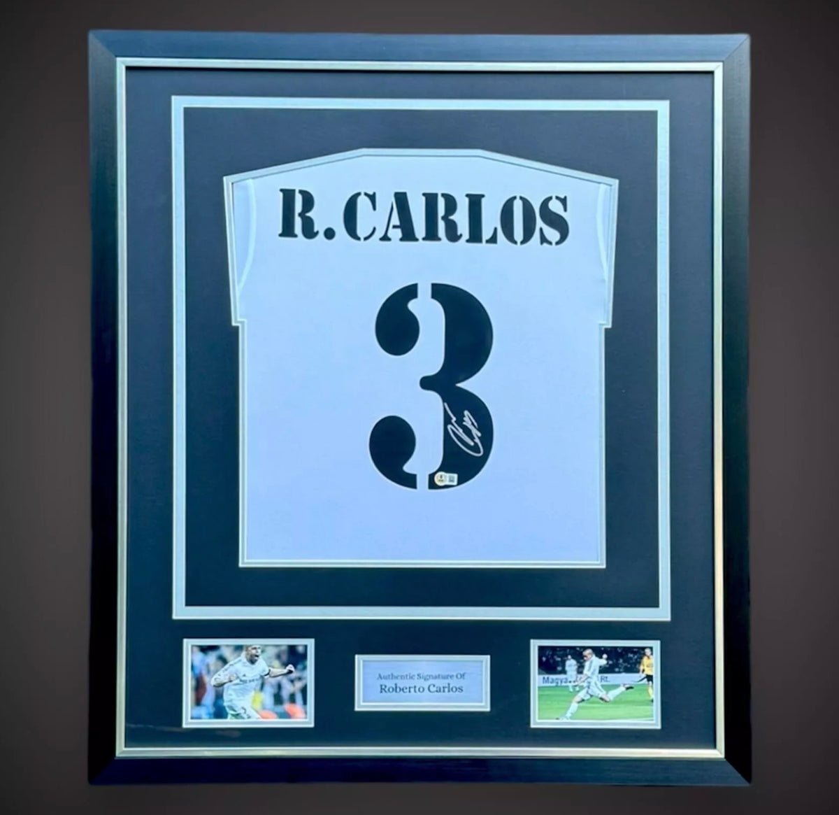 Roberto Carlos Signed Real Madrid Deluxe Framed Football Shirt