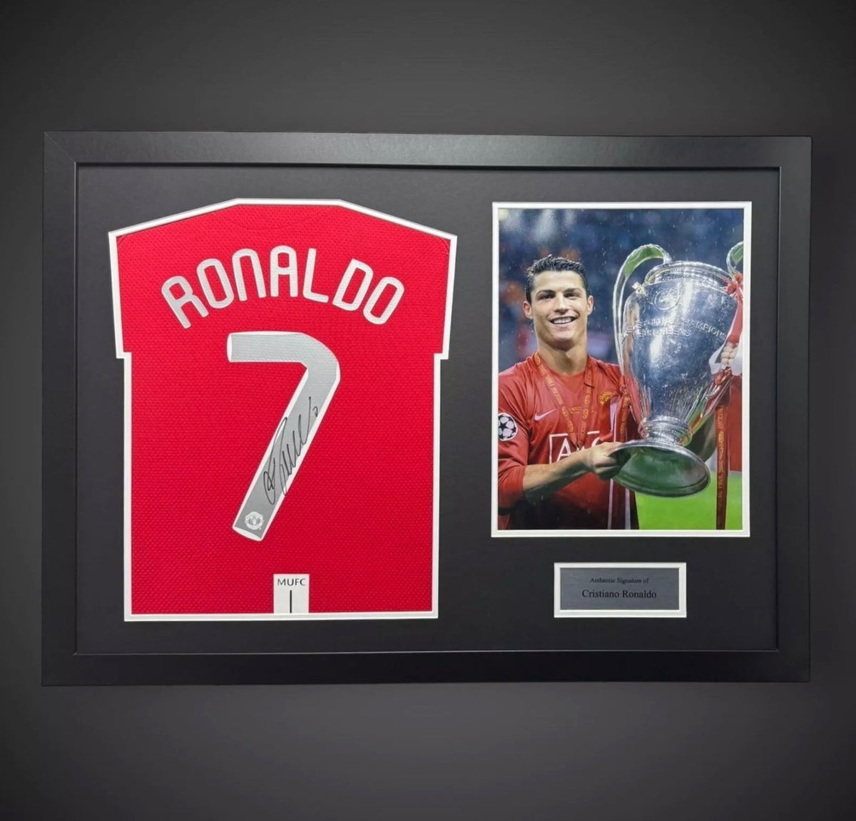 Panoramic Framed Cristiano Ronaldo Signed Manchester United Football Shirt