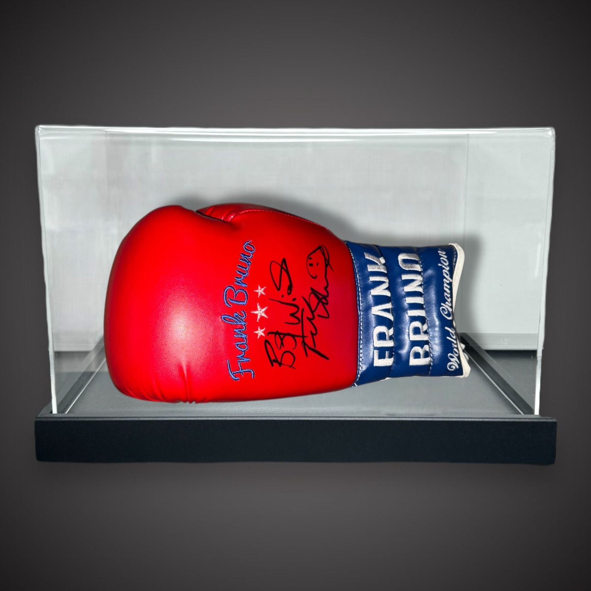 Boxing Legend Frank Bruno Hand Signed Boxing Glove With COA In A Acrylic Case