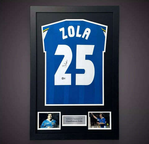 Gianfranco Zola Framed Hand Signed 1997/99 Chelsea Football Shirt