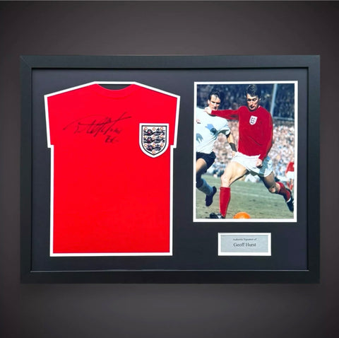 Framed Sir Geoff Hurst England  Signed  Shirt With Photo.