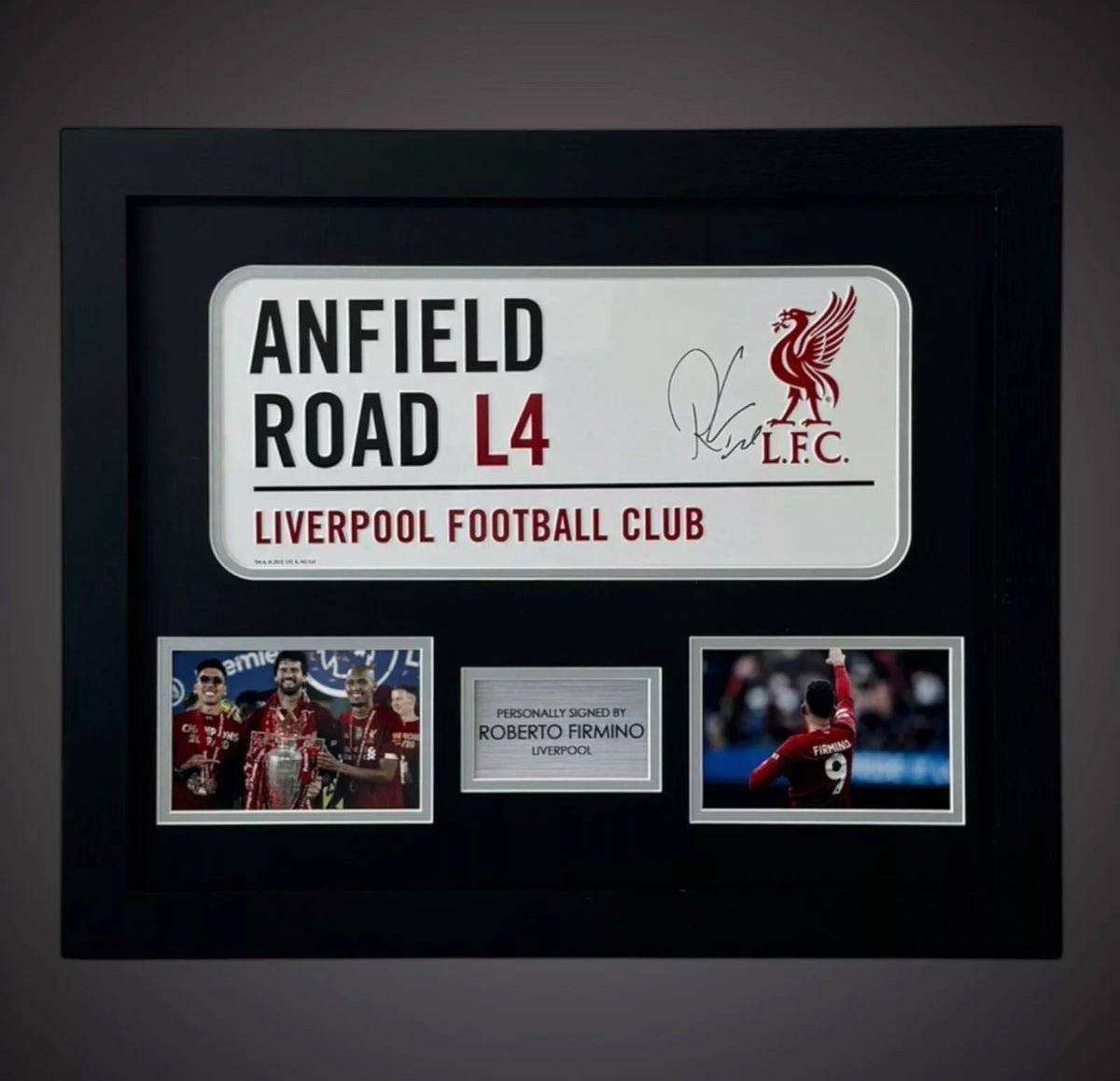 Framed Roberto Firmino Hand Signed Liverpool Street Sign