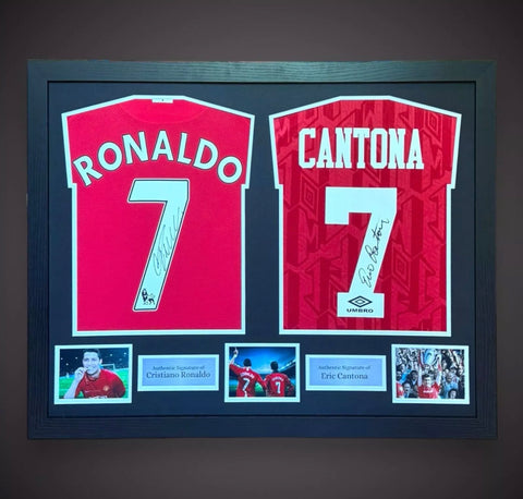 Ronaldo And Eric Cantona Dual Framed Manchester United Shirts