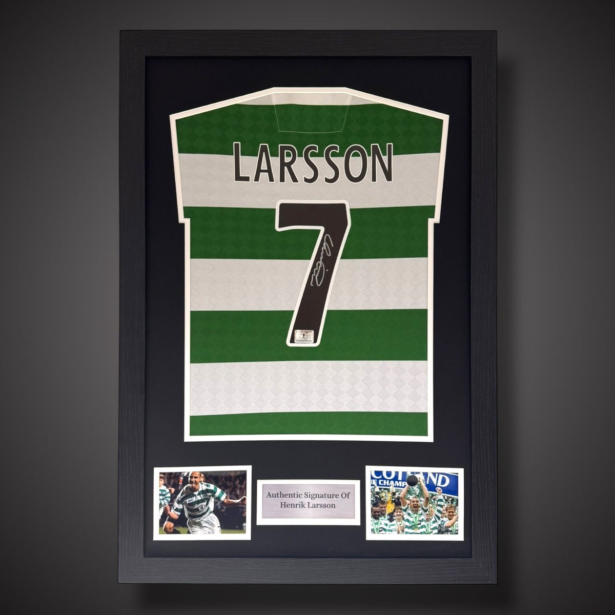 Framed Henrik Larsson Hand Signed Celtic Shirt With COA