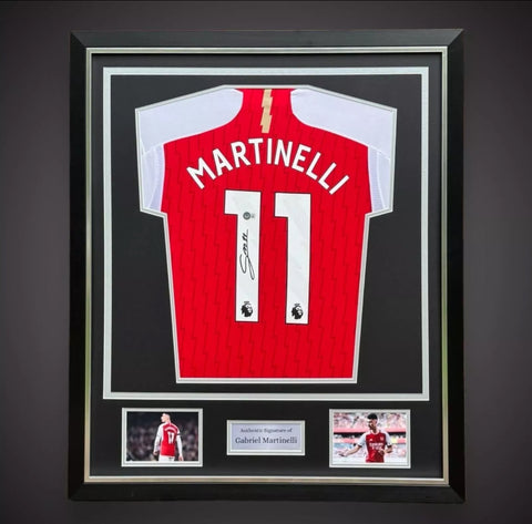 Gabriel Martinelli Signed & Deluxe  Framed Arsenal Football Shirt