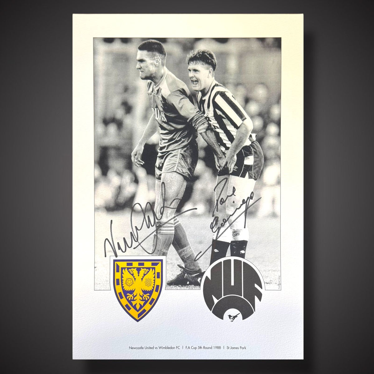 Paul Gascoinge & Vinnie Jones Signed Wembley Vs Newcastle Framed Photo