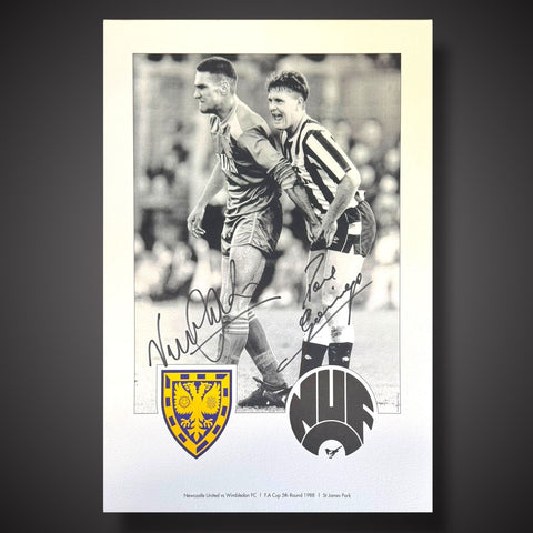 Paul Gascoinge & Vinnie Jones Signed Wembley Vs Newcastle Framed Photo