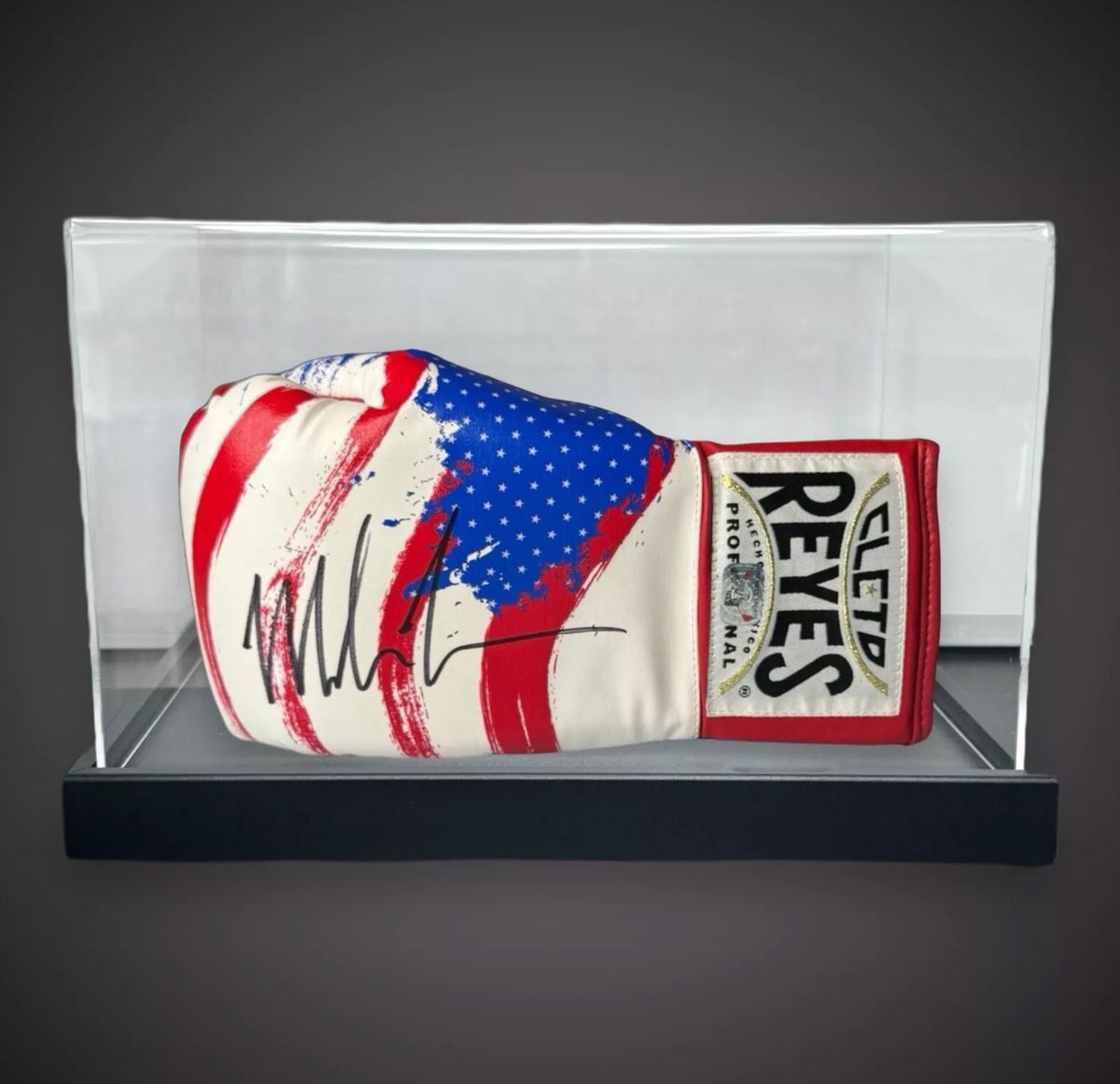 Mike Tyson Hand Signed Reyes Boxing Glove With Acrylic Case