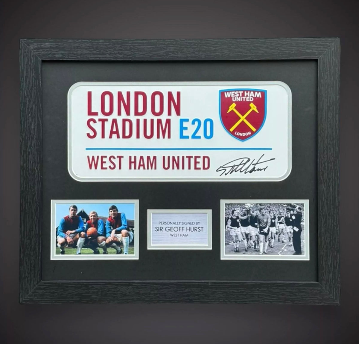 Sir Geoff Hurst Hand Signed West Ham Football Street Sign