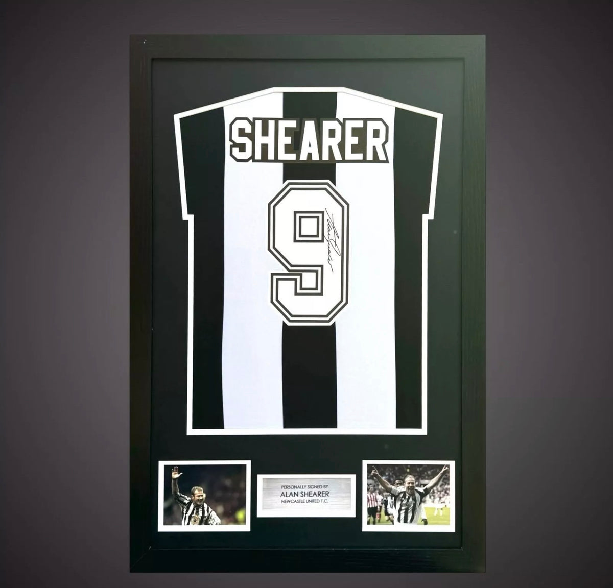 Framed Alan Shearer Hand Signed Newcastle Football Shirt