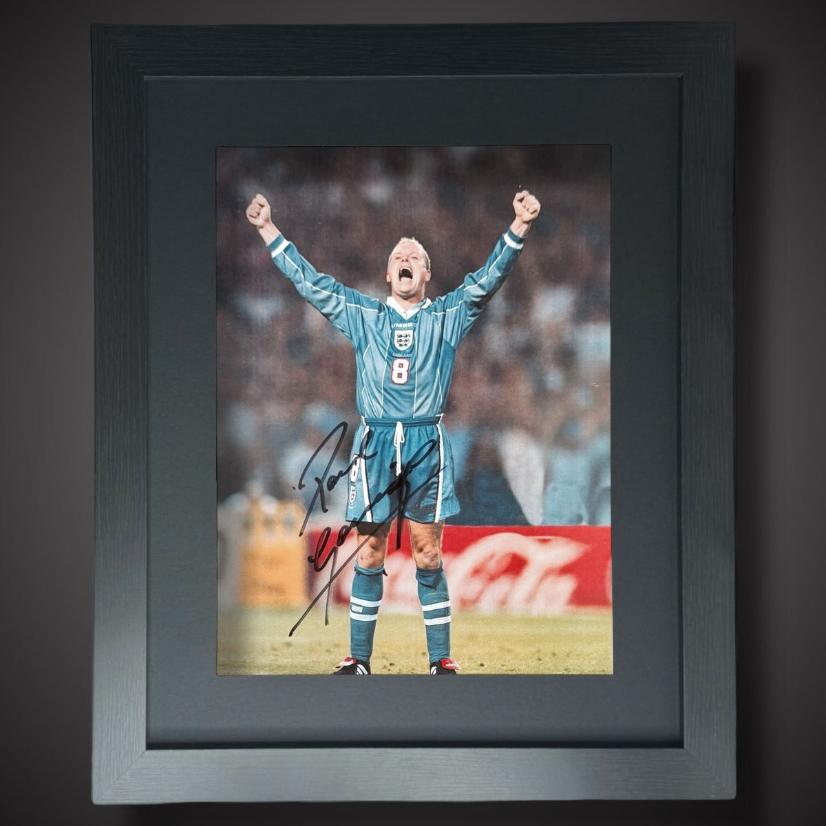 Framed Paul Gazza Gascoigne  Signed England Football Photograph