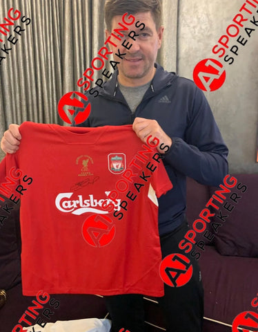 Steven Gerrard Hand Signed Deluxe Framed Liverpool 2005 Istanbul Shirt