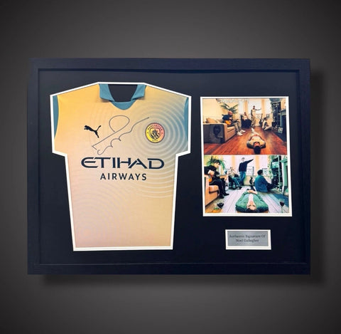 Framed Manchester City Signed Noel Gallagher Special Ltd Ed Shirt Definitely City