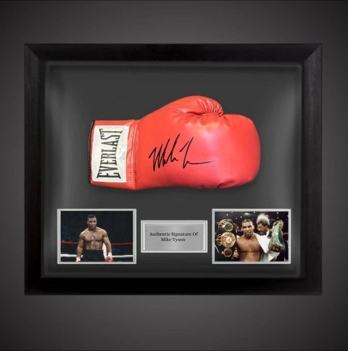 Framed Mike Tyson Hand Signed Red Everlast Boxing Glove With COA £350