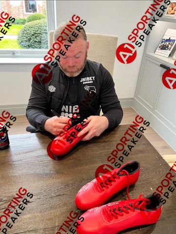 Wayne Rooney Hand Signed Manchester United Stats Boot