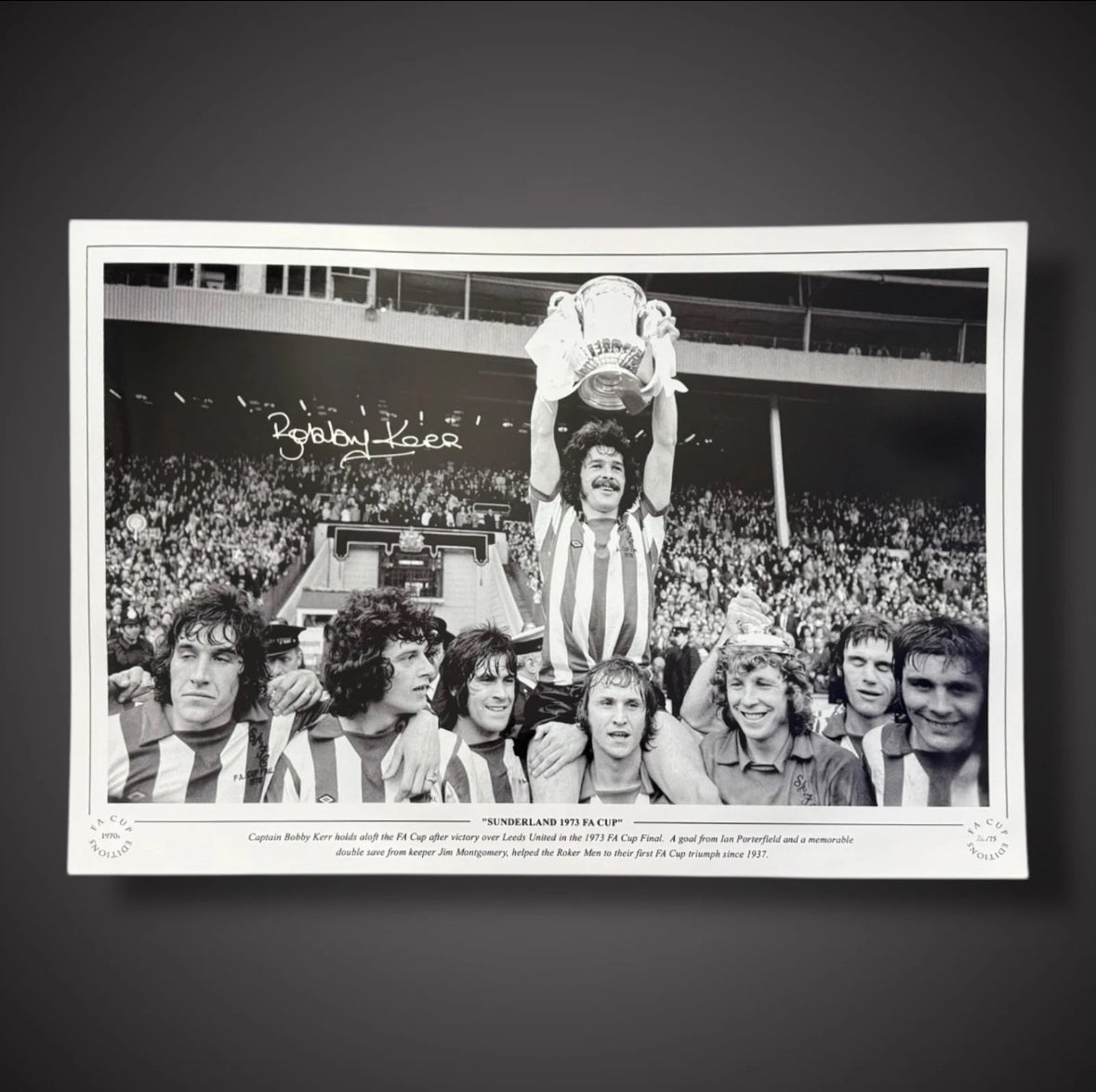 Bobby Kerr Sunderland 1973 FA Cup Signed Photograph