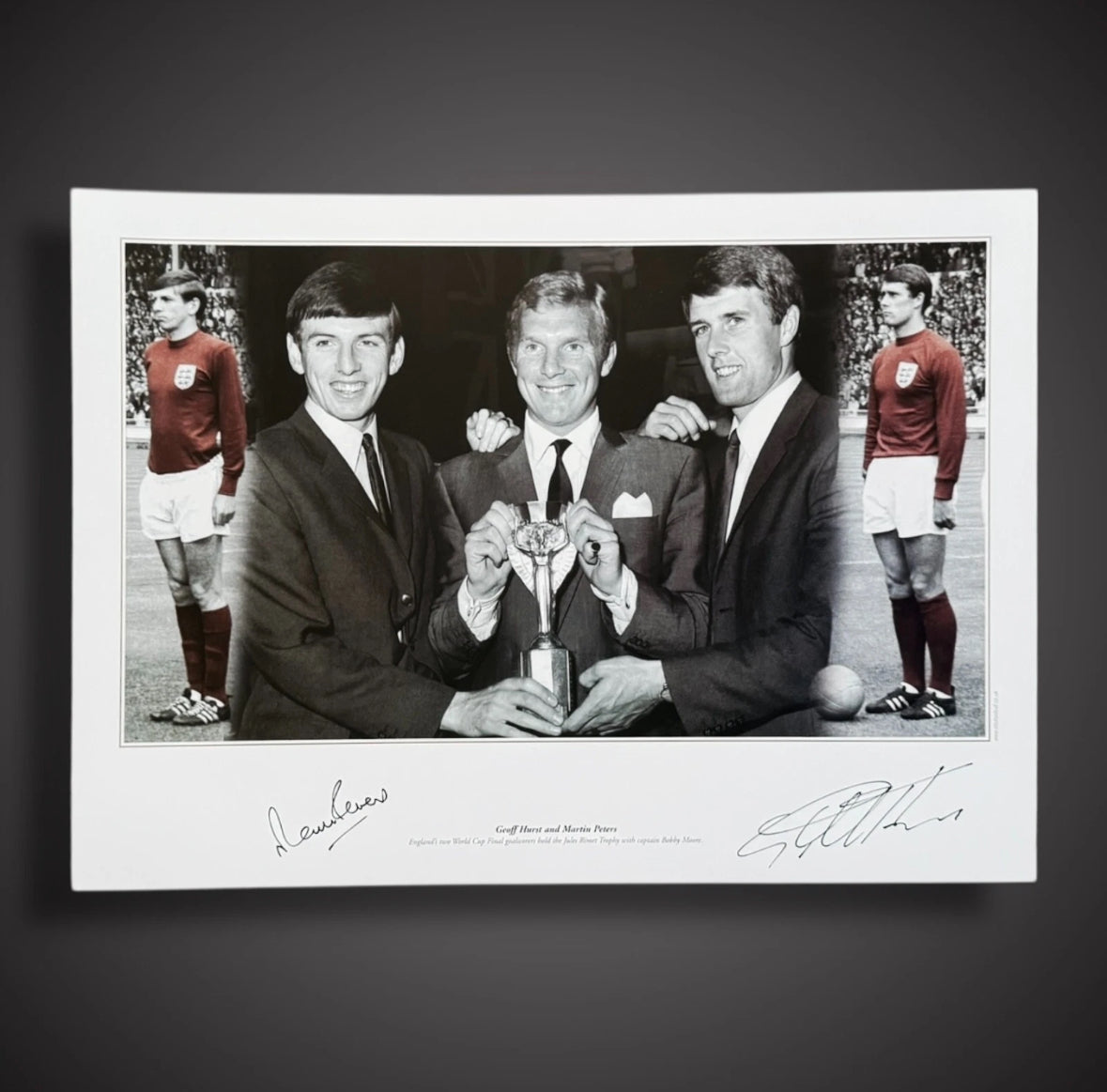 Sir Geoff Hurst And Martin Peters Dual Signed England Photo 1966