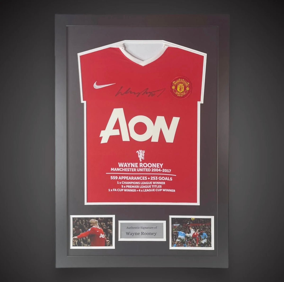 Framed Wayne Rooney Manchester United Stats Hand Signed Shirt