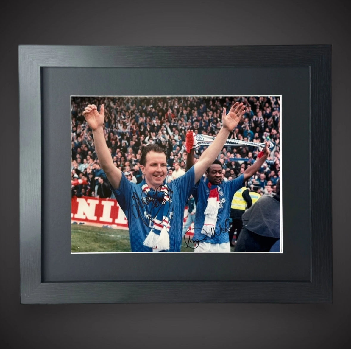 Framed Mark Walters & Trevor Steven Dual Signed Rangers Photo